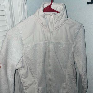 white zip up fleece jacket